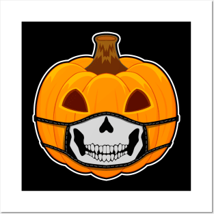 Pumpkin Halloween with skull mask Posters and Art